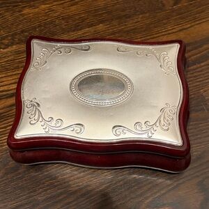 Elegant Wood & Sterling Silver Jewelry Box made/ from Italy